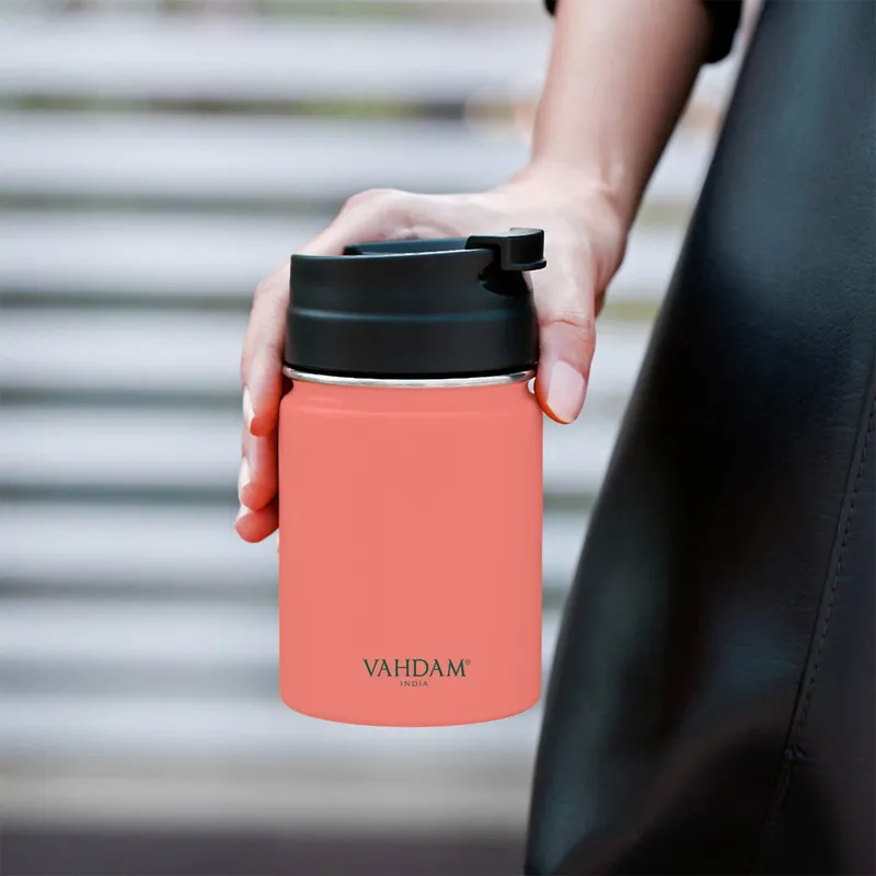 Vahdam Vitality Flip Bottle (260 ml) Coral