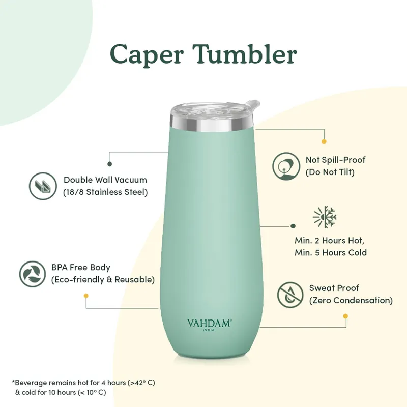 Vahdam Caper Tumbler (270 ml) Mint Green