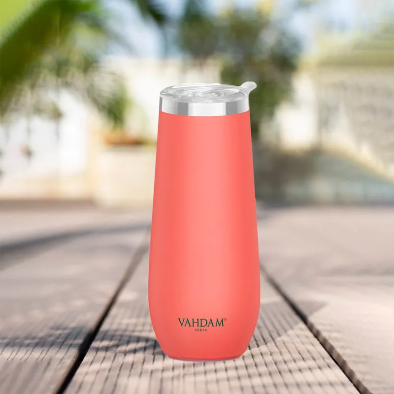 Vahdam Caper Tumbler (270 ml) Coral