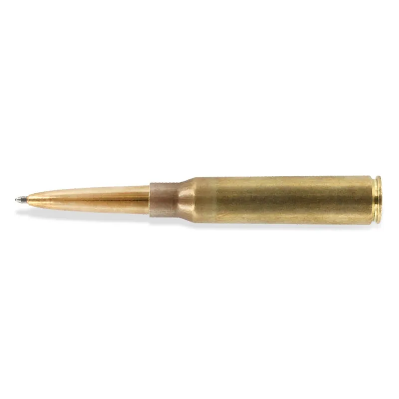 Fisher Space Genuine .338 Caliber LAPUA Mag Casing Cartridge Ballpoint Pen without Clip Raw Brass