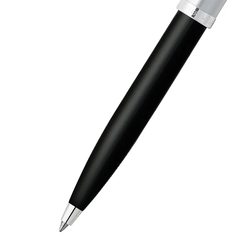 Sheaffer 100 9313 Ballpoint Pen Black And Brushed Chrome With Chrome Plated Trim