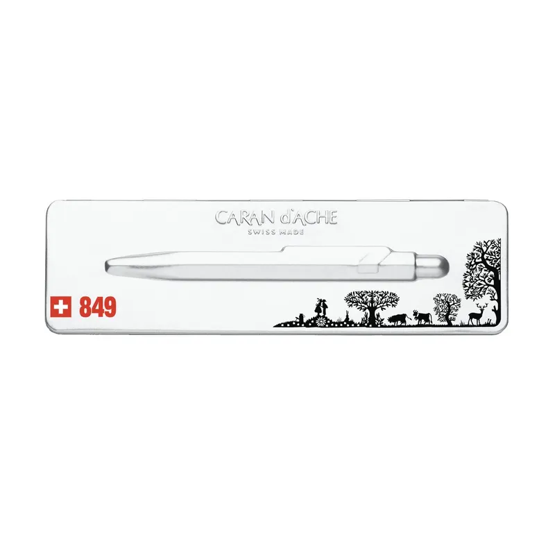 Caran d'Ache 849 Popline 'Totally Swiss-Papercut' Ballpoint Pen with Slim Metal Box Brown