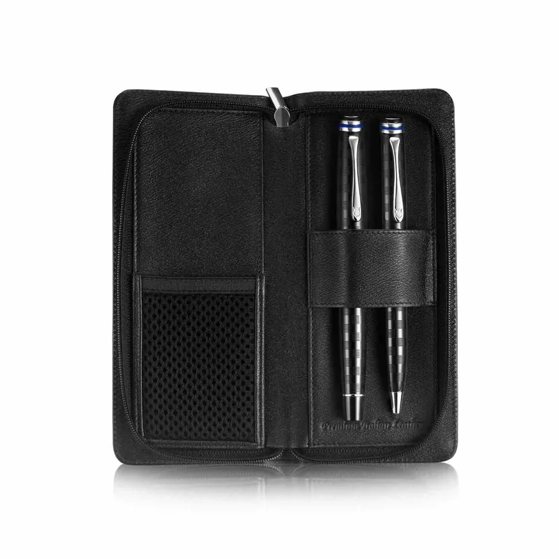 Lapis Bard Belgravia Leather Pen Pouch for 2 Pen Black