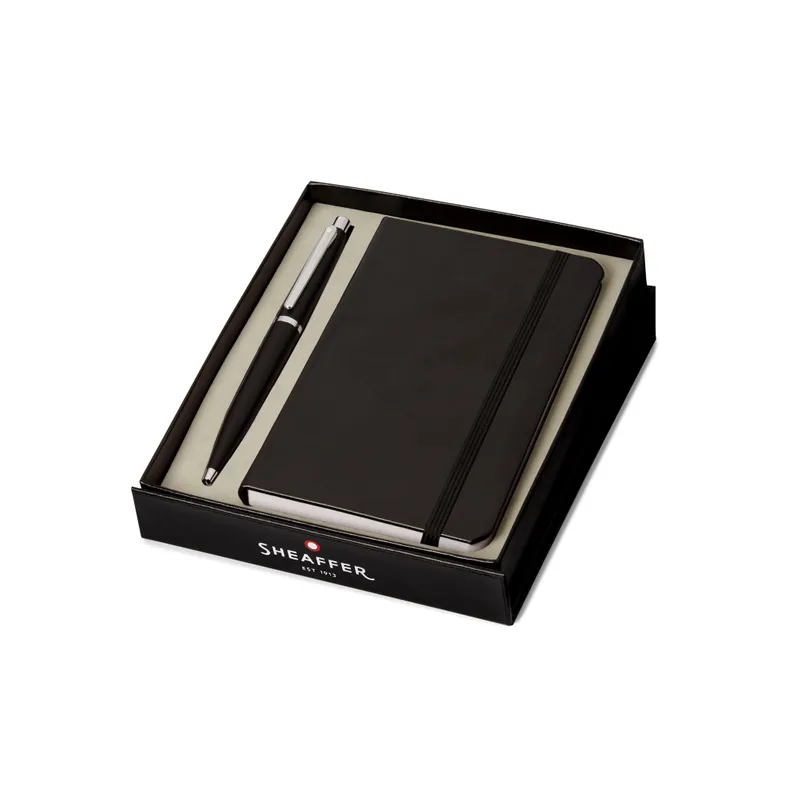 Sheaffer Gift Set VFM Ballpoint Pen with Small Notebook  Matte Black with Chrome Trims