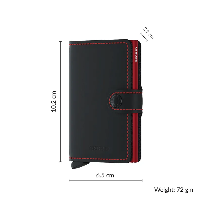 Secrid Miniwallet Matte Black with Red Cardprotector