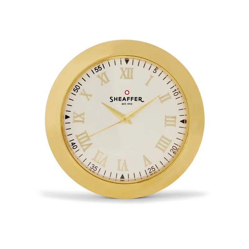 Sheaffer Gift Set 100 Ballpoint Pen with Table Clock  Bright Chrome with Gold Trims