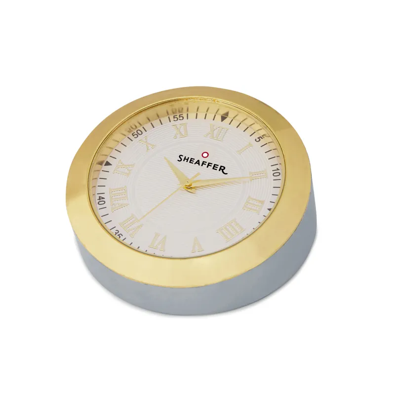 Sheaffer Gift Set 100 Ballpoint Pen with Table Clock  Bright Chrome with Gold Trims