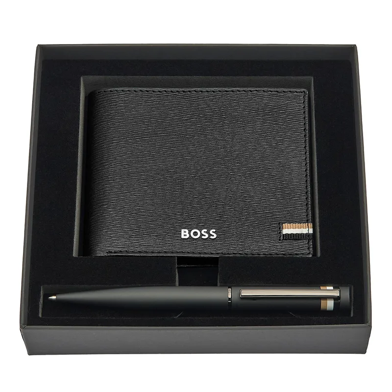 Hugo Boss Gift Set Ballpoint Pen with Wallet - Black