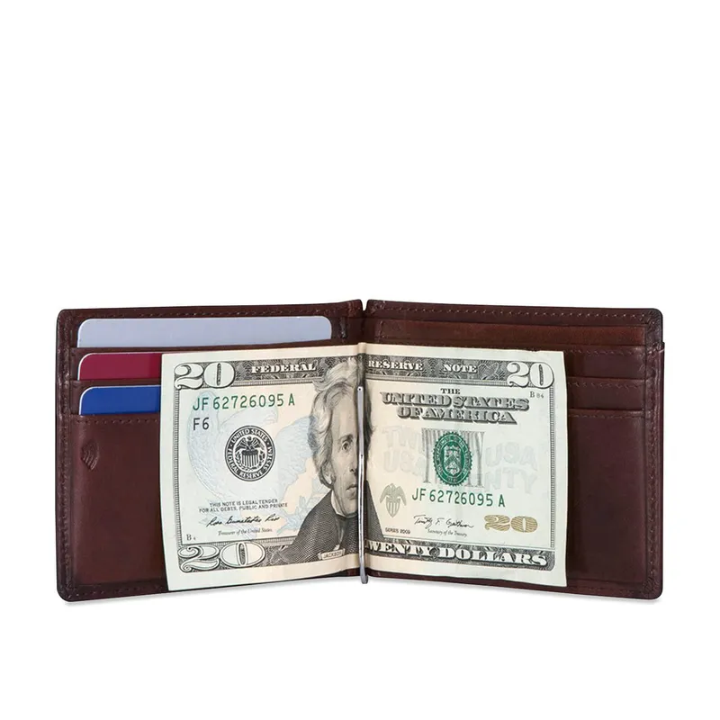 Jekyll & Hide 2792OXCO Oxford Leather Money Clip Wallet - Coffee