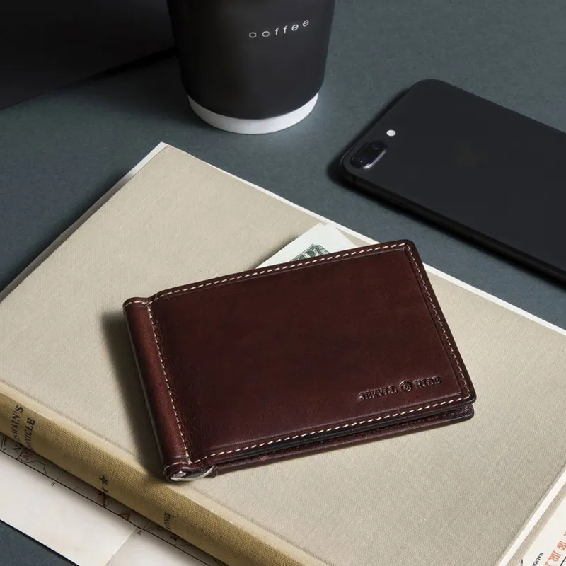 Jekyll & Hide 2792OXCO Oxford Leather Money Clip Wallet - Coffee
