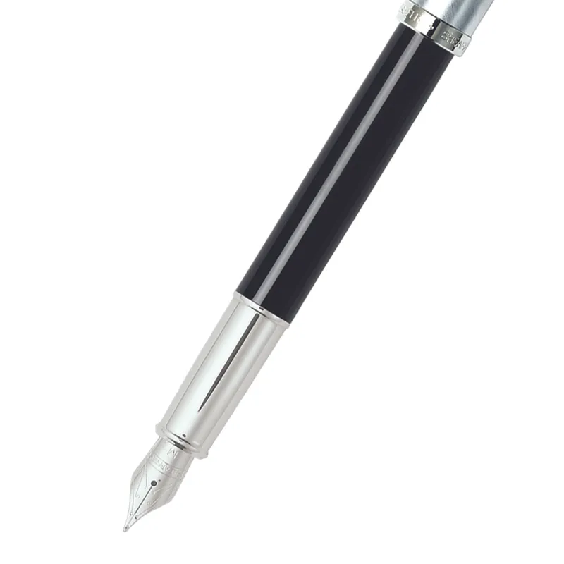 Sheaffer 9313 Gift 100 Fountain Pen (Medium) Glossy Black and Brushed Chrome with Chrome Plated Trim