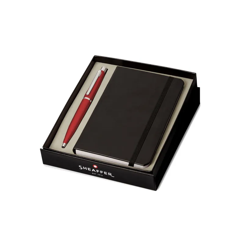 Sheaffer Gift Set VFM Ballpoint Pen with Small Notebook  Excessive Red with Chrome Trims