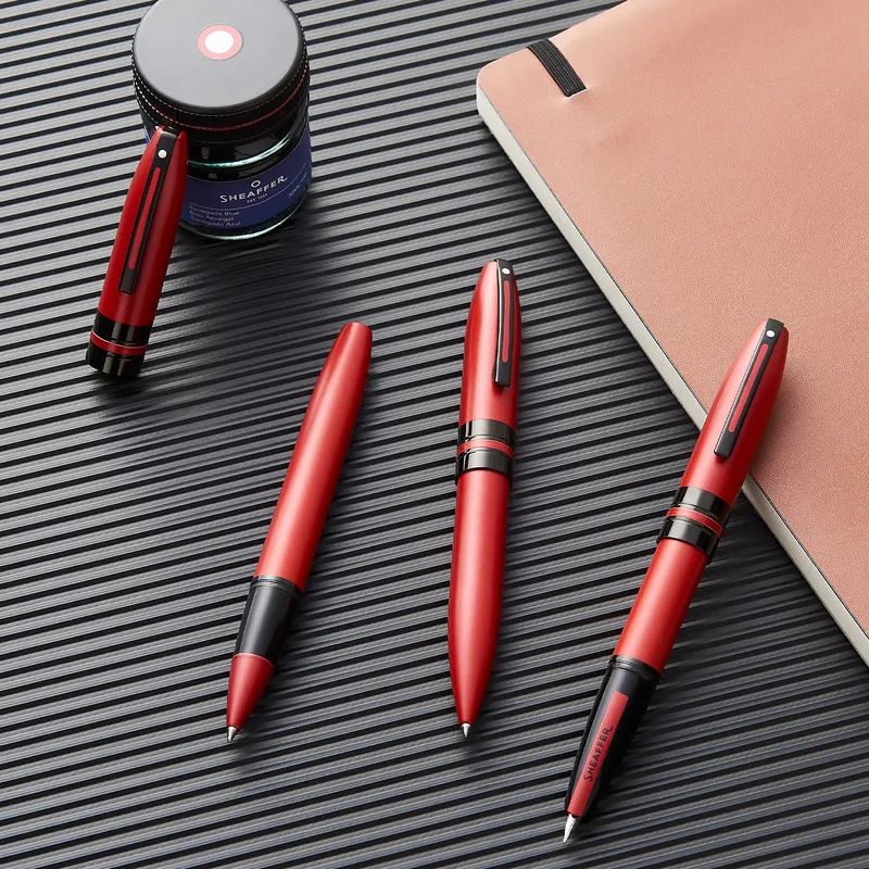 Sheaffer 9111 Icon Fountain Pen (Fine) - Metallic Red with Glossy Black PVD Trim