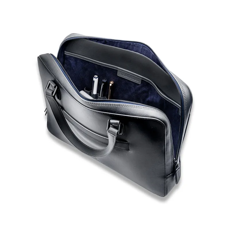Lapis Bard Ducorium Leather Spencer 14-inch Laptop Briefcase - Graphite