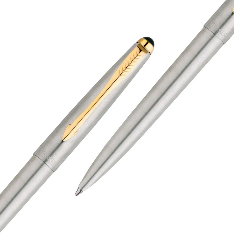 Parker Galaxy Stainless Steel Ballpoint Pen With Gold Trim