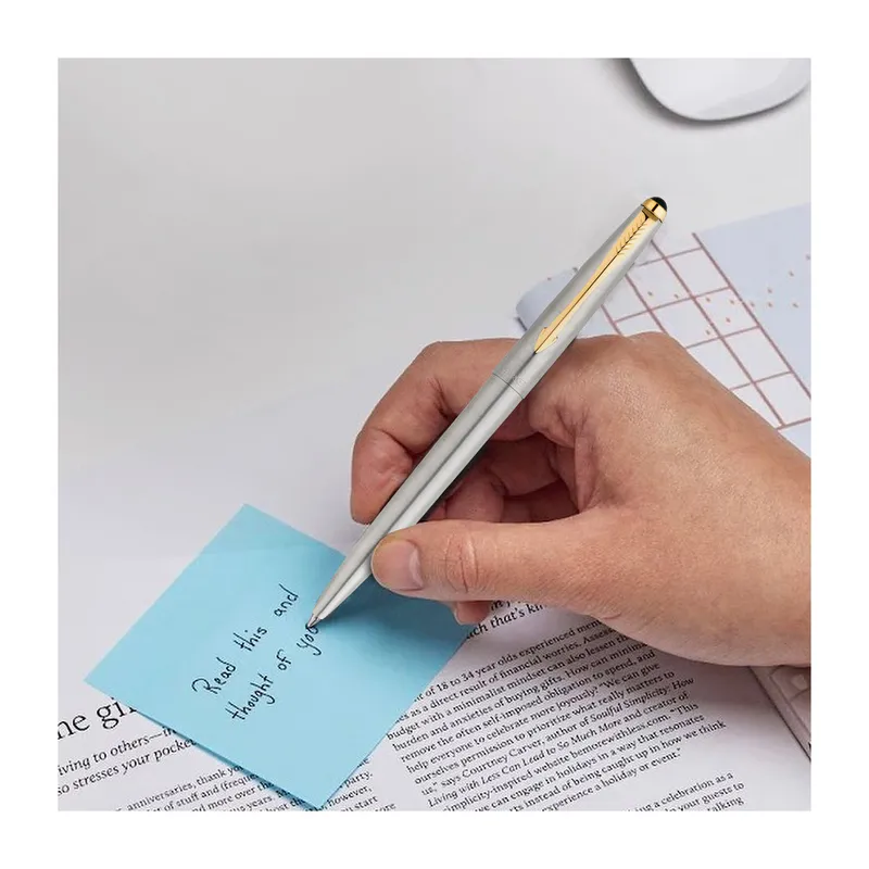 Parker Galaxy Stainless Steel Ballpoint Pen With Gold Trim