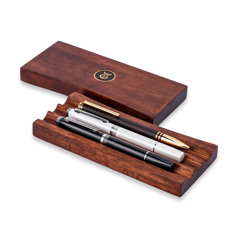 Lapis Bard Contemporary Torque Hickory Ballpoint Pen - Brown with Gold Trims