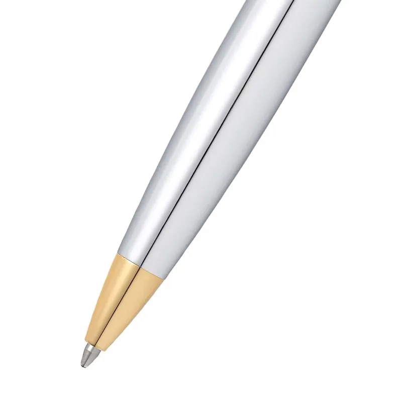 Sheaffer Gift Set 300 Ballpoint Pen with Credit Card Holder  Bright Chrome with Gold Trims