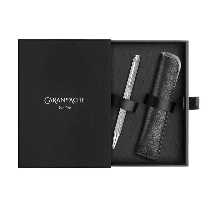 Caran d'Ache Ecridor Venetian Set Ballpoint Pen and Leather Case - Palladium