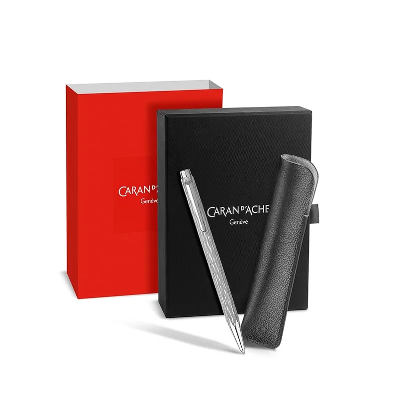 Caran d'Ache Ecridor Venetian Set Ballpoint Pen and Leather Case - Palladium