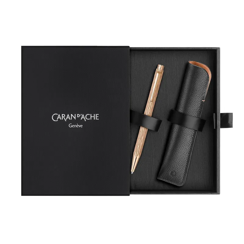 Caran d'Ache Ecridor Venetian Set Ballpoint Pen and Leather Case - Rose Gold