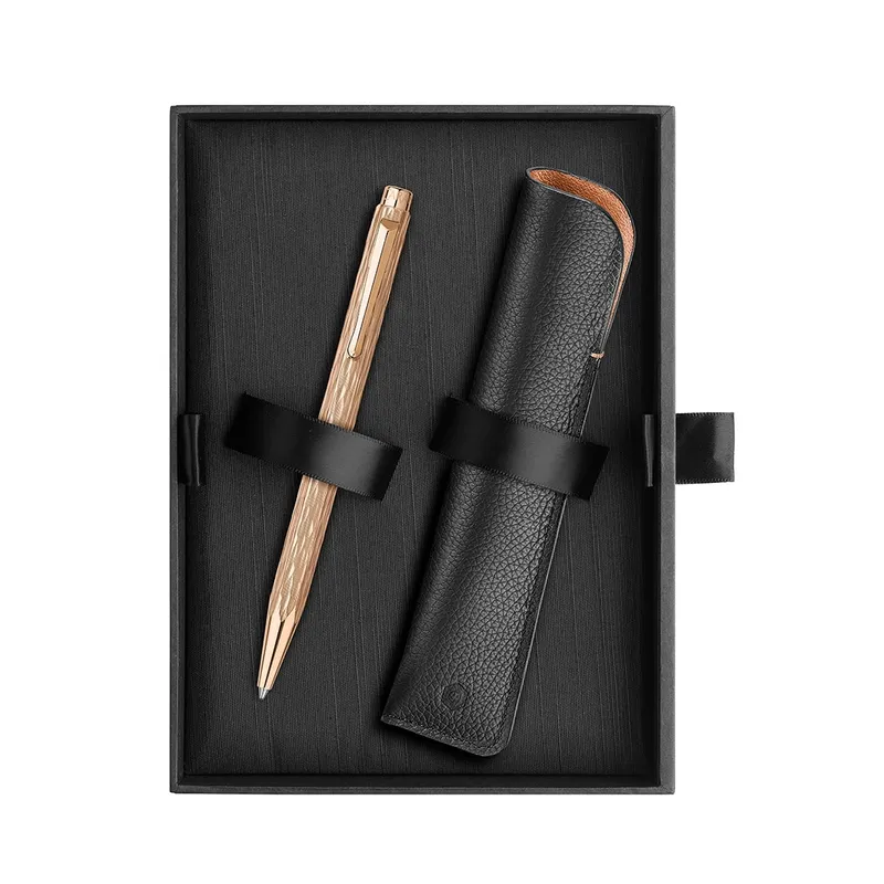 Caran d'Ache Ecridor Venetian Set Ballpoint Pen and Leather Case - Rose Gold