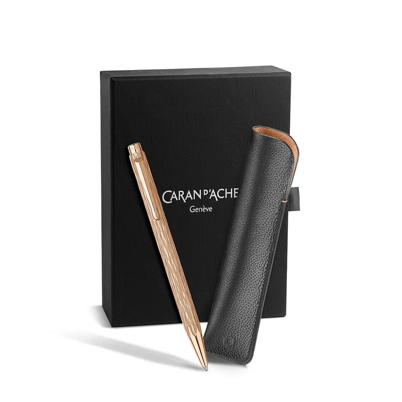 Caran d'Ache Ecridor Venetian Set Ballpoint Pen and Leather Case - Rose Gold