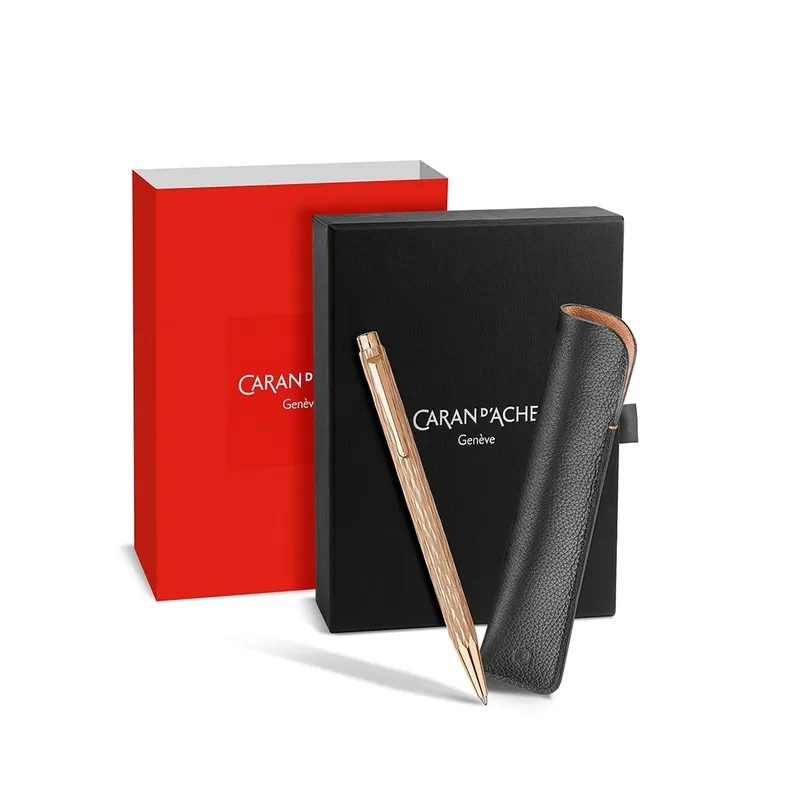 Caran d'Ache Ecridor Venetian Set Ballpoint Pen and Leather Case - Rose Gold
