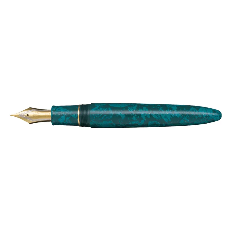 Sailor Iro Miyabi II Ran Peri King of Pens Fountain Pen (21K Broad) - Green With Gold Trims