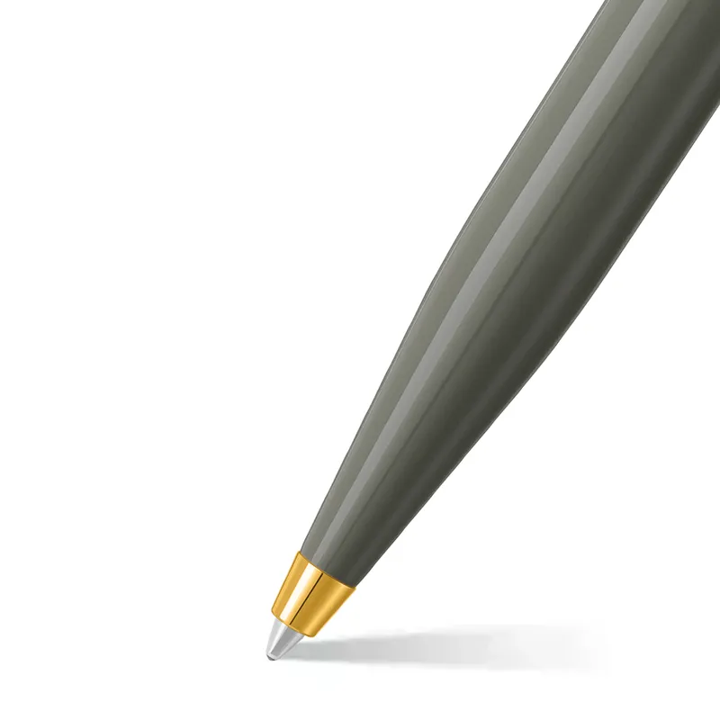 Sheaffer VFM 9427 Glossy Light Gray Ballpoint Pen With PVD Gold-Tone Trim