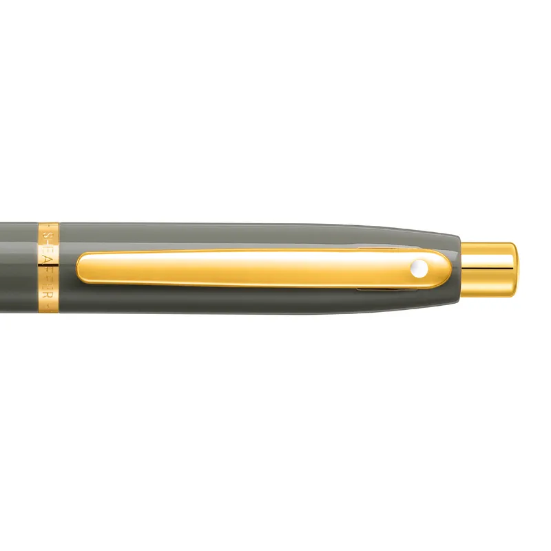 Sheaffer VFM 9427 Glossy Light Gray Ballpoint Pen With PVD Gold-Tone Trim