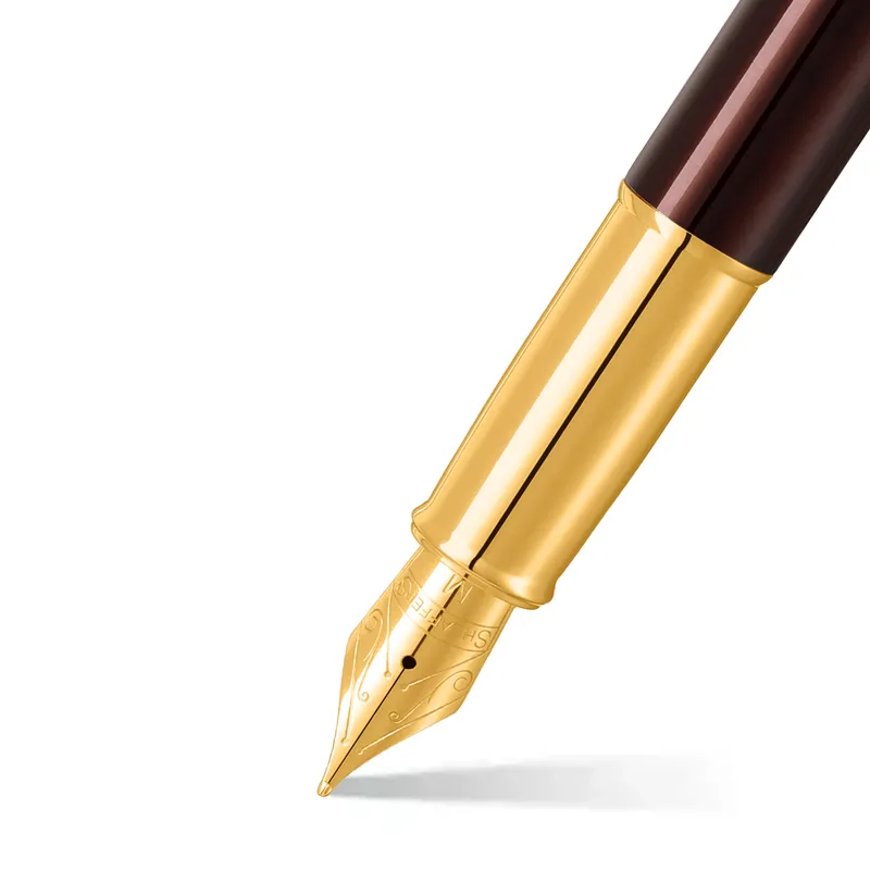 Sheaffer 100 9370 Glossy Coffee Brown Fountain Pen With PVD Gold-Tone Trim - Medium