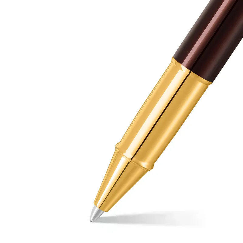 Sheaffer 100 9370 Glossy Coffee Brown Rollerball Pen With PVD Gold-Tone Trim