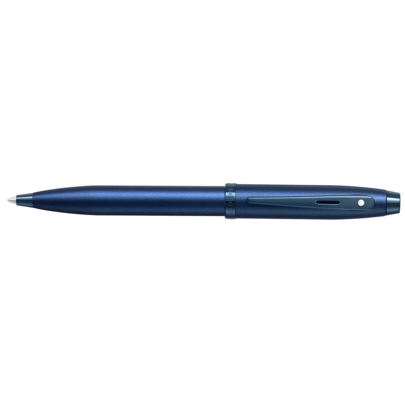 Sheaffer 100 9371 Satin Blue Ballpoint Pen With PVD Blue Trim