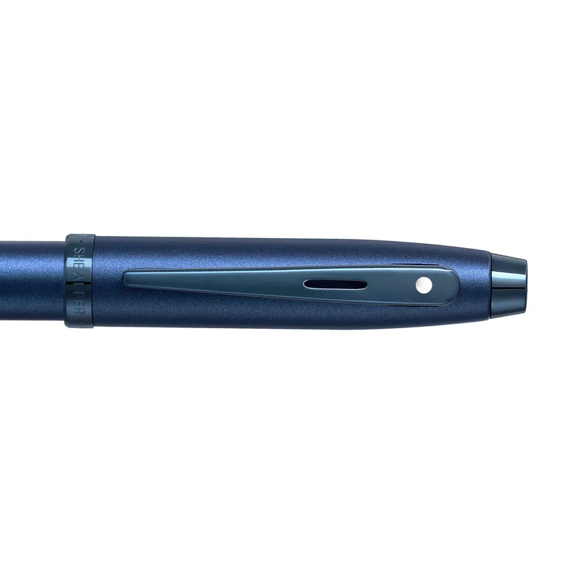 Sheaffer 100 9371 Satin Blue Fountain Pen With PVD Blue Trim - Medium