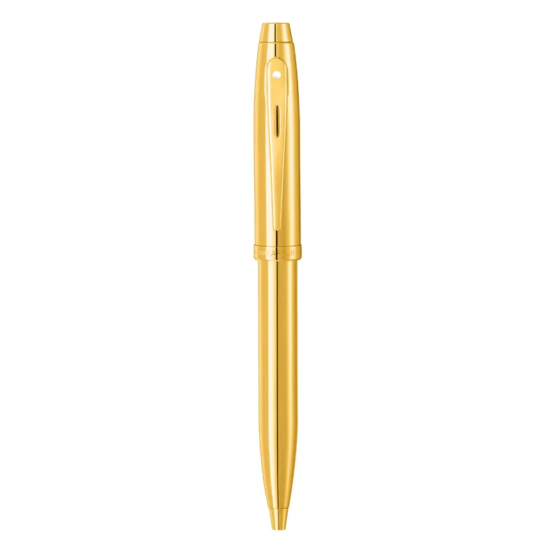 Sheaffer 100 9372 Glossy PVD Gold Ballpoint Pen With PVD Gold Trim