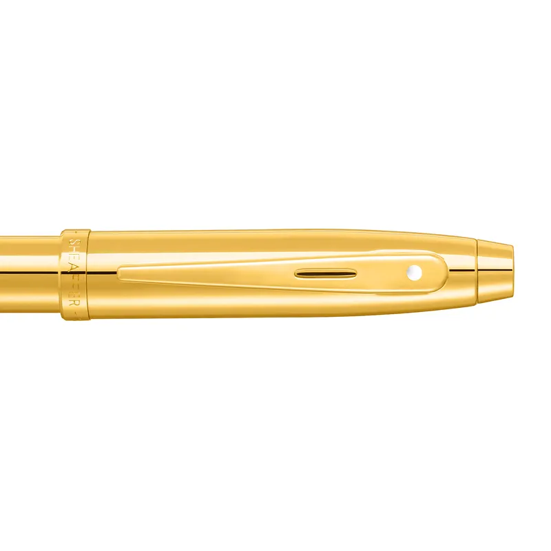 Sheaffer 100 9372 Glossy PVD Gold Rollerball Pen With PVD Gold Trim