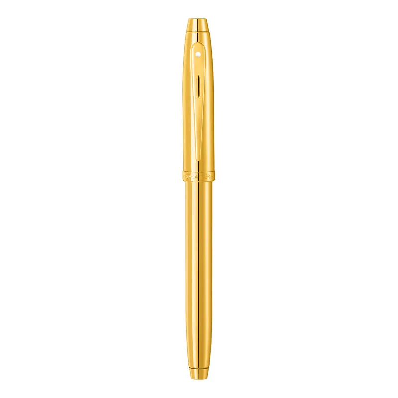 Sheaffer 100 9372 Glossy PVD Gold Rollerball Pen With PVD Gold Trim