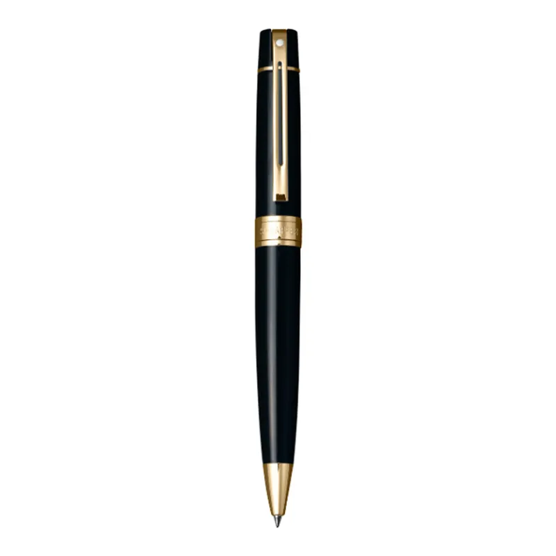 Sheaffer Gift Set Glossy Black 300 9325 Ballpoint Pen With Gold-Tone Trim Pen Pouch