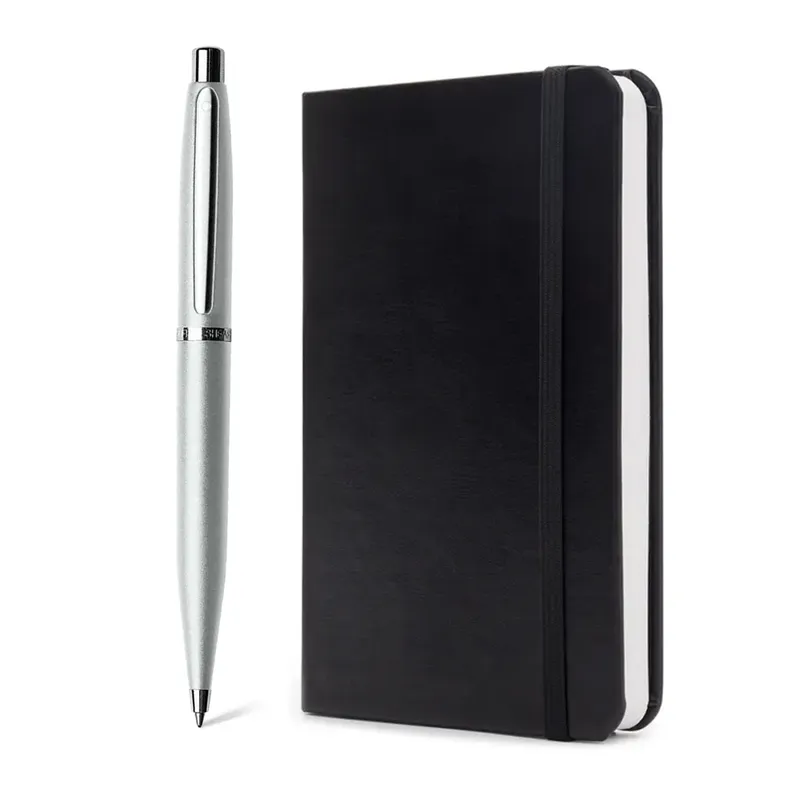 Sheaffer Gift Set VFM Ballpoint Pen with Small Notebook Strobe Silver with Chrome Trims