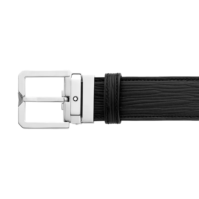 Montblanc 131171 Bark Print Leather Belt (35 mm) - Black