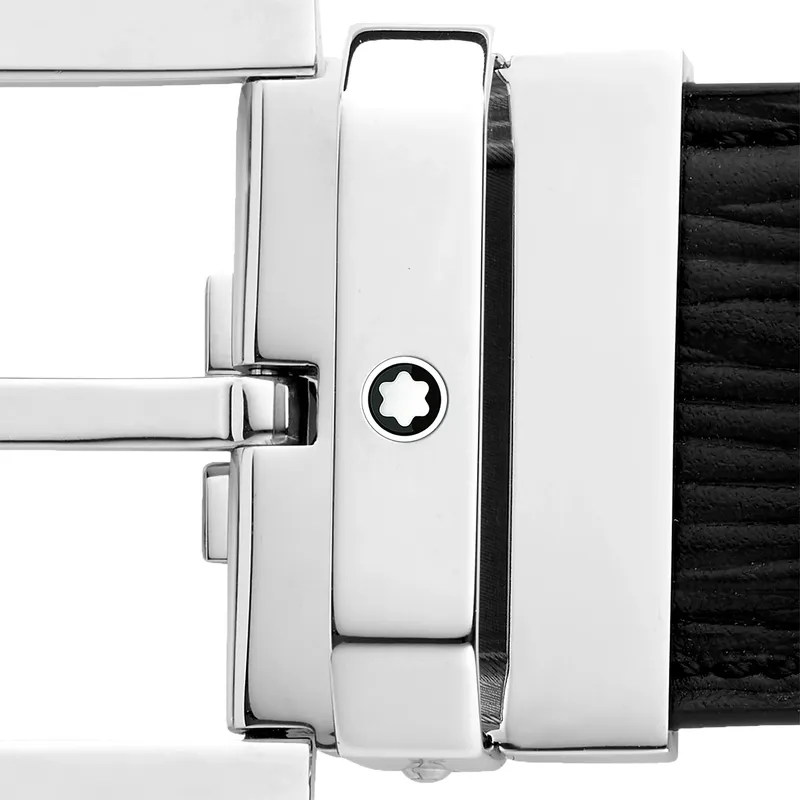 Montblanc 131171 Bark Print Leather Belt (35 mm) - Black