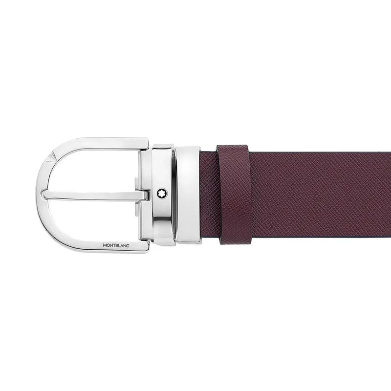 Montblanc 131176 Reversible Leather Belt (35 mm) - Black/Mosto