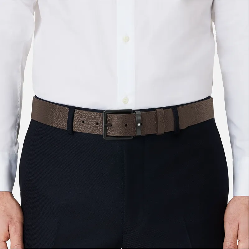 Montblanc 131187 Reversible Leather Belt (35 mm) - Black/Brown