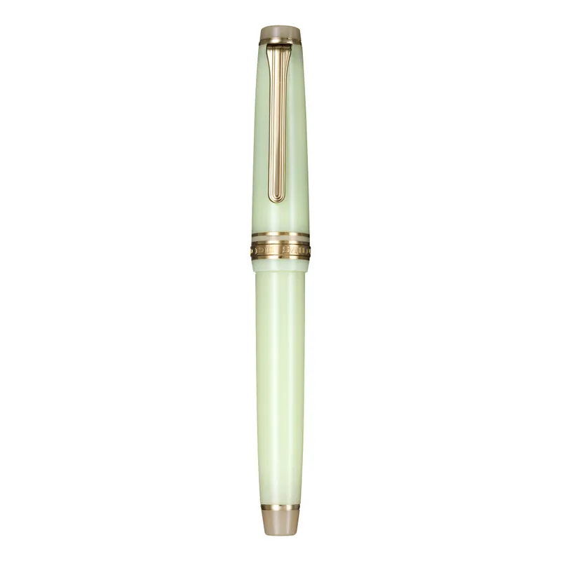 Sailor Gift Set Solar Term 'Fuki' Professional Gear Slim Fountain Pen (14K Medium) With 20 ml Shikiori Ink Bottle - Green With Gold Trims