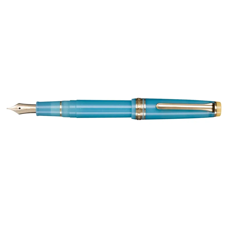 Sailor Gift Set Solar Term 'Yuzuyu' Professional Gear Slim Fountain Pen (14K Medium) With 20 ml Shikiori Ink Bottle - Blue With Gold Trims