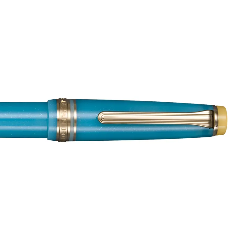 Sailor Gift Set Solar Term 'Yuzuyu' Professional Gear Slim Fountain Pen (14K Medium) With 20 ml Shikiori Ink Bottle - Blue With Gold Trims