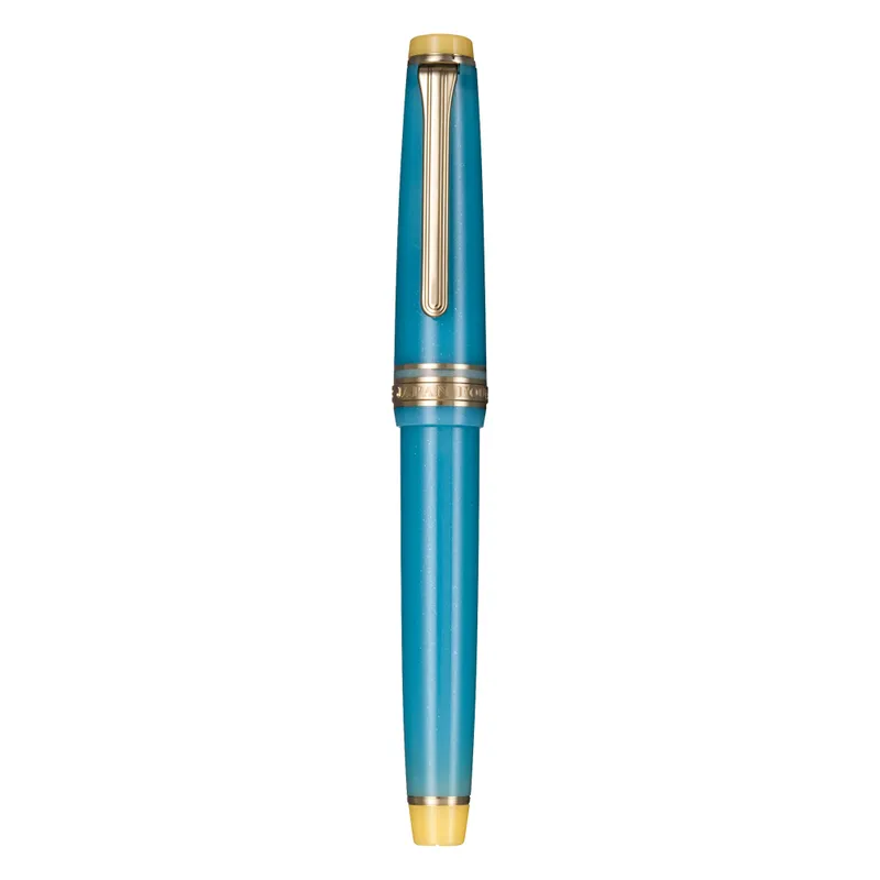 Sailor Gift Set Solar Term 'Yuzuyu' Professional Gear Slim Fountain Pen (14K Medium) With 20 ml Shikiori Ink Bottle - Blue With Gold Trims