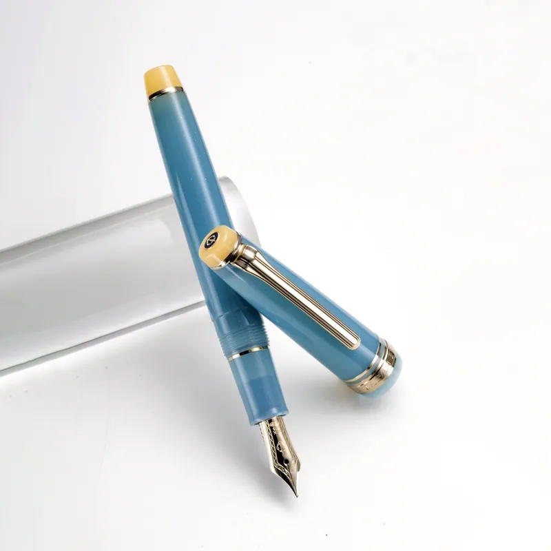 Sailor Gift Set Solar Term 'Yuzuyu' Professional Gear Slim Fountain Pen (14K Medium) With 20 ml Shikiori Ink Bottle - Blue With Gold Trims