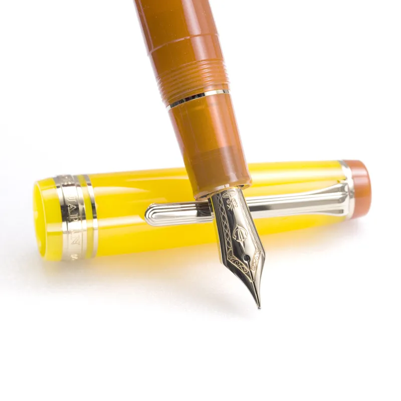Sailor Professional Gear Slim 'Moonlight Over The Ocean' Fountain Pen (14K Medium) - Yellow And Orange With Gold Trims